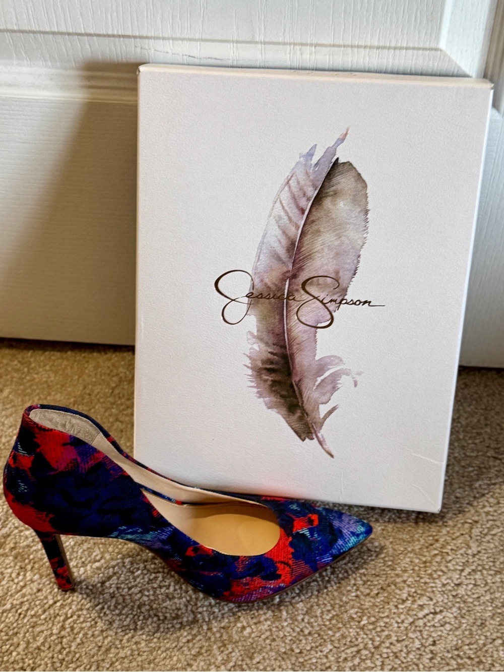 Jessica Simpson Navy and Red Floral Pointed Toe Pump - Picture 2 of 2